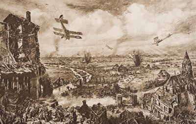 Resistere a un attacco tedesco, Armentieres, Belgio, illustrazione da 