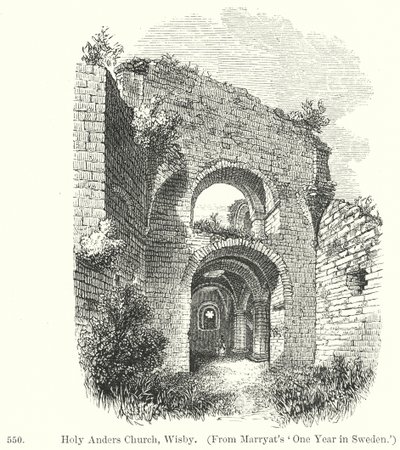 Chiesa di Holy Anders, Wisby (incisione) da English School