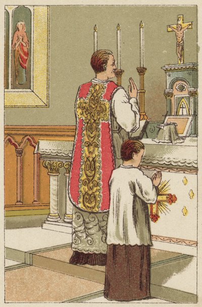 Santa Messa (litografia a colori) da English School