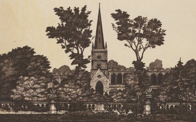 Chiesa della Santissima Trinità, Stratford on Avon (litografia) da English School