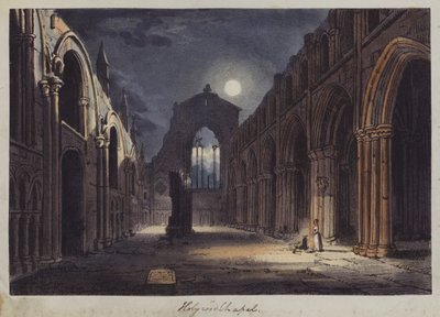 Cappella di Holyrood, Edimburgo (incisione colorata) da English School