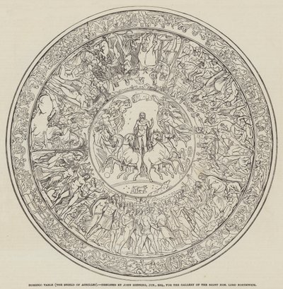 Tavola omerica, lo scudo di Achille, disegnato da John Henning, Junior, Esquire (incisione) da English School