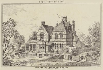 Casa Park Street Bridgend, per W J Lewis Esquire (incisione) da English School