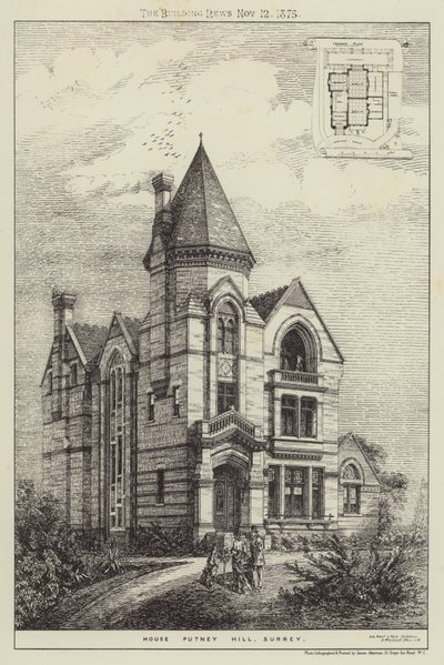 Casa Putney Hill, Surrey (incisione) da English School