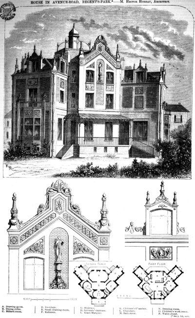 Casa in Avenue Road, Regents Park, progettata da Hector Horeau, 1859 da English School