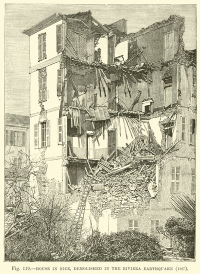 Casa a Nizza, demolita nel terremoto della Riviera, 1887 da English School