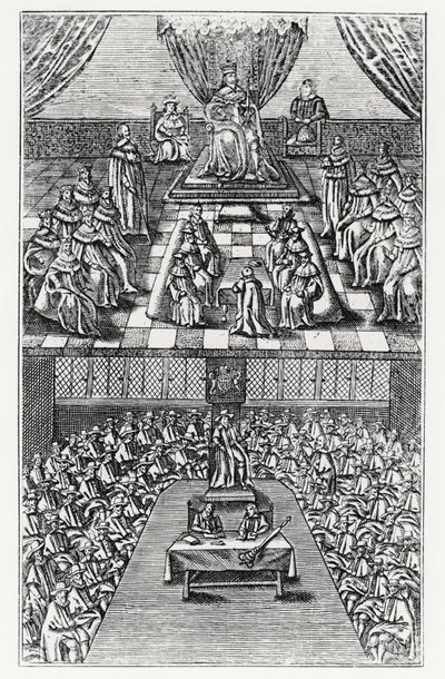 Palazzo del Parlamento nel 1640 da English School