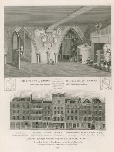 Case sul lato nord di Leadenhall Street, erette sul sito di quelle distrutte dal vasto incendio del 1765 da English School