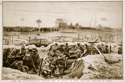 Come i Fucilieri del Northumberland hanno affrontato un attacco alle loro trincee di prima linea a Ypres, 1914-19 da English School
