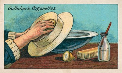 Come pulire un cappello di paglia bianco (chromolitho) da English School