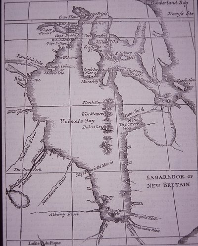 Compagnia della Baia di Hudson, mappa della Baia di Hudson pubblicata nel 1744 da English School