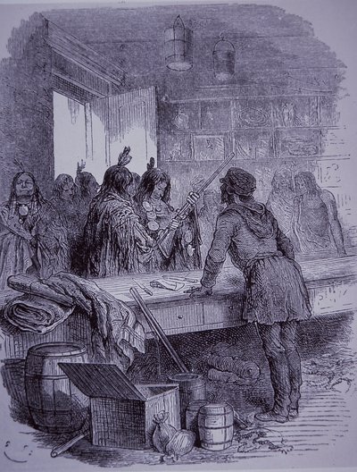 Posto di scambio della Compagnia della Baia di Hudson nel 1845 da English School