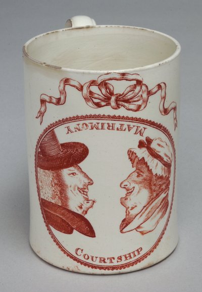 Tazza umoristica decorata con teste invertibili di un uomo e una donna, c.1780 da English School