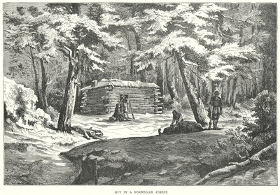 Capanna in una foresta norvegese (incisione) da English School