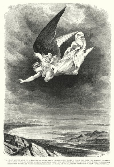 Vidi un altro angelo volare in mezzo al cielo, Apocalisse XIV, 6, 7 (incisione) da English School