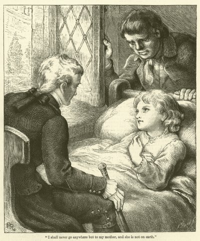 "Non andrò mai da nessuna parte se non da mia madre, e lei non è sulla terra" (incisione) da English School