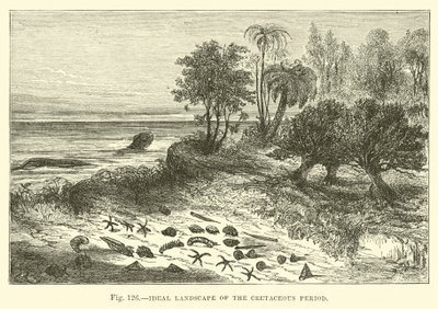 Paesaggio ideale del periodo cretaceo da English School