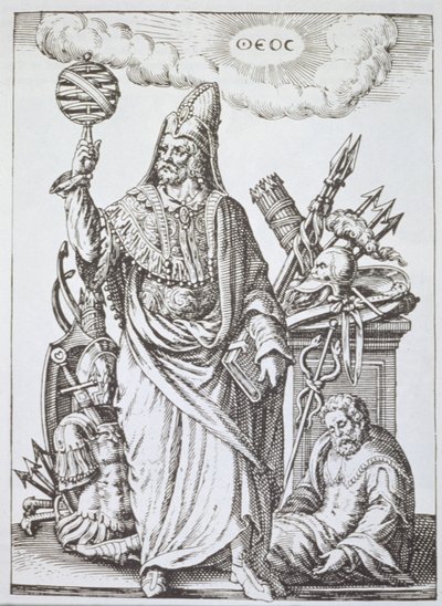 Figura ideale di Ermete Trismegisto, copia di illustrazione da De Divinatione et Magicis Praestigiis di Jean-Jacques Boissard, 1605, pubblicato fine XIX secolo da English School