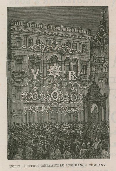 Illuminazioni che adornano gli uffici della North British Mercantile Insurance Company da English School