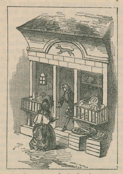 Illustrazione che raffigura un uomo che emerge dalla parte anteriore di un negozio da English School
