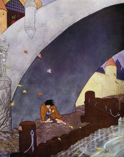 Illustrazione per Il Principe Felice di Oscar Wilde (litografia a colori) da English School