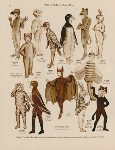 Illustrazione per il catalogo di costumi per bambini di Weldon da English School