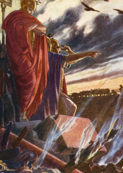 Illustrazione di storie della storia romana (litografia a colori) da English School