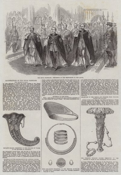 Illustrazioni del Matrimonio Reale, la Sala di Ricevimento (incisione) da English School