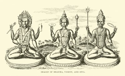 Immagini di Brahma, Vishnu e Siva da English School