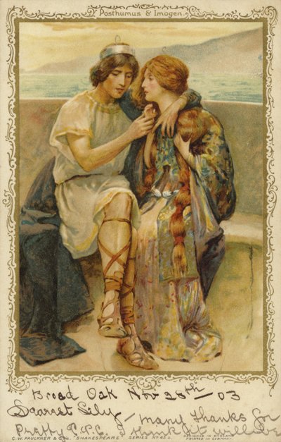 Imogen e Posthumus dalla commedia di William Shakespeare, Cymbeline da English School