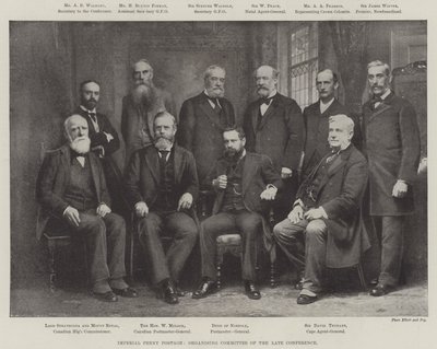 Posta imperiale a un penny, comitato organizzatore della recente conferenza (incisione) da English School