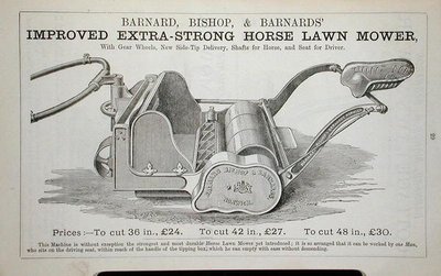 Tosaerba extra-forte migliorato, illustrazione da un catalogo di giardinaggio, pubblicato da Barnard Bishop & Barnard da English School
