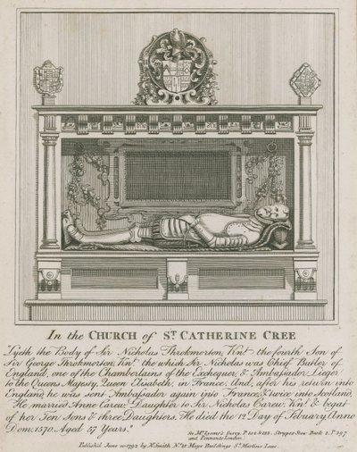 Nella Chiesa di St Catherine Cree, giace il corpo di Sir Nicholas Throkmorton da English School