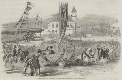 Inaugurazione di un cannone russo a Seaham Harbour, vicino a Sunderland da English School