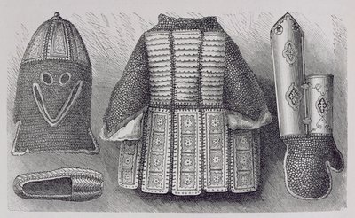 Panoplia indiana composta da elmo, tunica, guanti e scarpe da Bhuj, da La storia dell