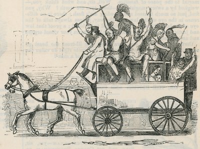 Indiani della tribù Ojibbeway in un autobus di Londra da English School