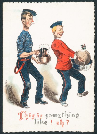 Gentiluomini ubriachi che portano budino di prugne e bevande (umoristico), Cartolina di Natale da English School