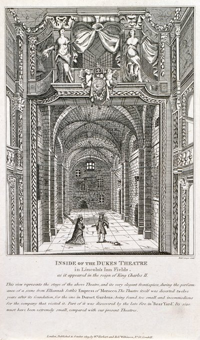 Interno del Dukes Theatre, Londra, inciso da Richard Sawyer, 1820 da English School