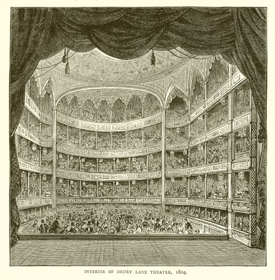 Interno del Teatro Drury Lane, 1804 da English School
