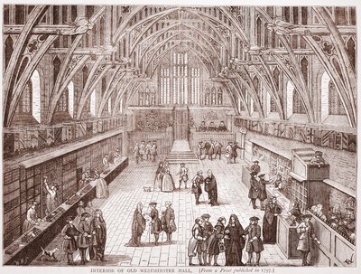 Interno della vecchia Westminster Hall, da una stampa pubblicata nel 1797 da English School