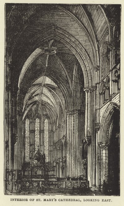 Interno della Cattedrale di St Mary, vista verso est da English School