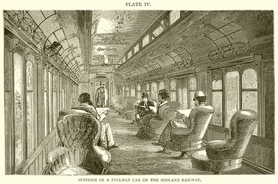 Interno di una carrozza Pullman sulla Midland Railway da English School