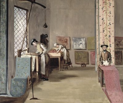 Interno di una fabbrica di carta da parati da English School