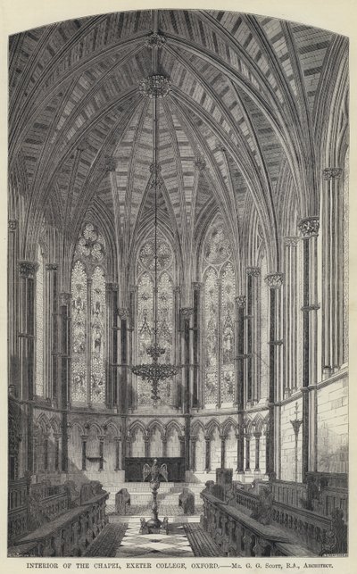 Interno della Cappella, Exeter College, Oxford da English School