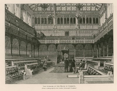 Interno della Camera dei Comuni, Westminster, Londra da English School
