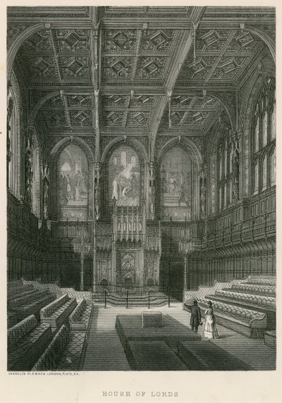 Interno della Camera dei Lord, Westminster, Londra da English School