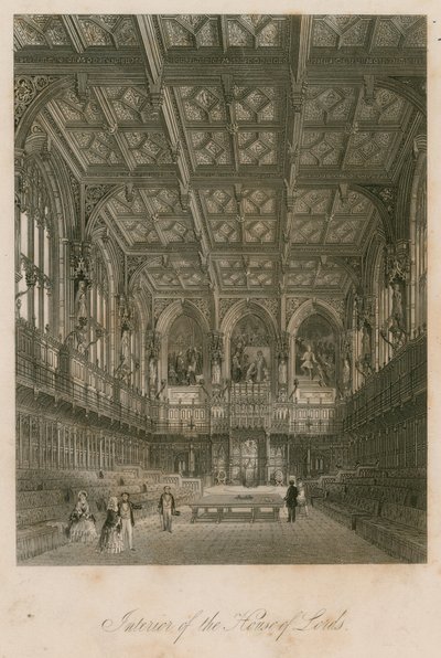 Interno della Camera dei Lord, Westminster, Londra da English School