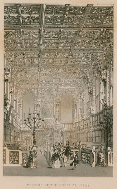 Interno della Camera dei Lord, Westminster, Londra da English School
