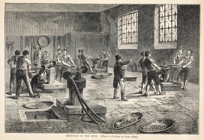 Interno della Zecca, da un disegno del 1820 circa da English School