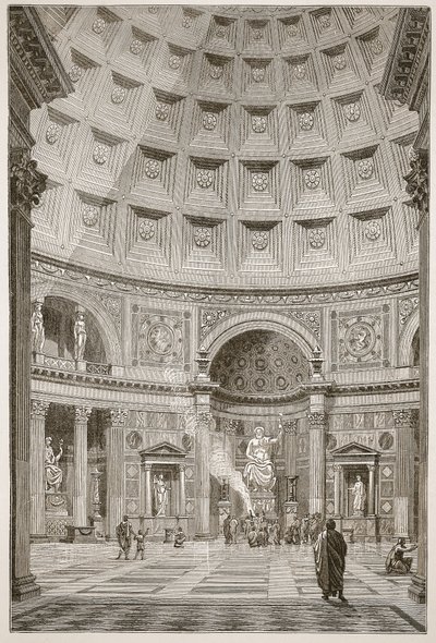 Interno del Pantheon a Roma (restaurato) da English School
